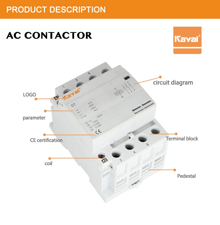 4 Poles Home Household AC 220V Magnetic Modular Contactor