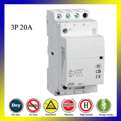 3p 20A 380V AC Modular DIN Rail Contactor para control de potencia del sistema geotérmico